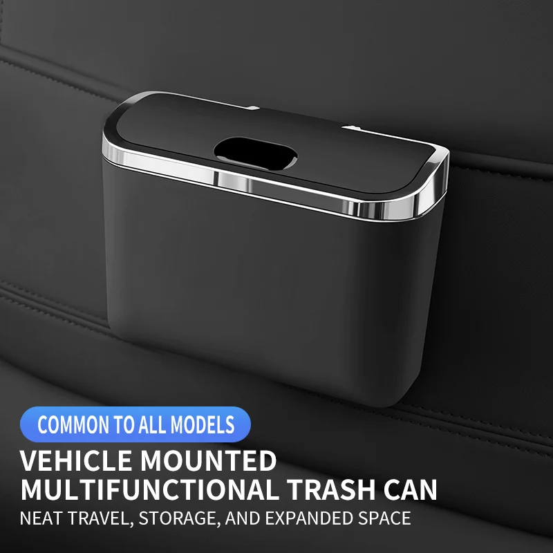 Hanging Car Trash Bin, Multi-Functional Flip-Top Car Garbage Can, ABS Material, Fits All Car Models