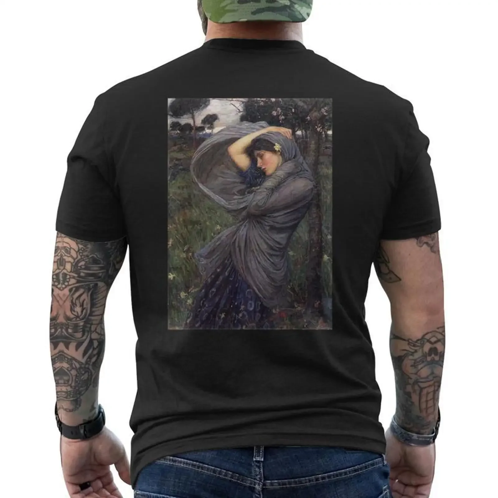 Boreas Par John William Waterhouse T shirt imprimé au dos Cadeauxyz vintage Washed graphic Breathable streetwear Slightly
