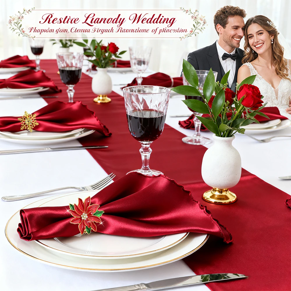 

6Pcs Christmas Napkin Rings Xmas Poinsettia Gingerbread Man Nutcracker Napkin Ring Holder for Holiday Party Dining Table Decor