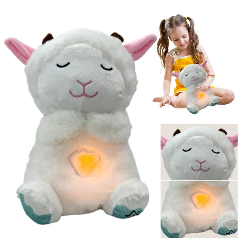 Calming Lamb Plush Baby Sound Machine บรรเทา Snuggle Lamb หายใจตุ๊กตาสัตว์ตุ๊กตาของเล่น Sleeping ของเล่นเด็ก