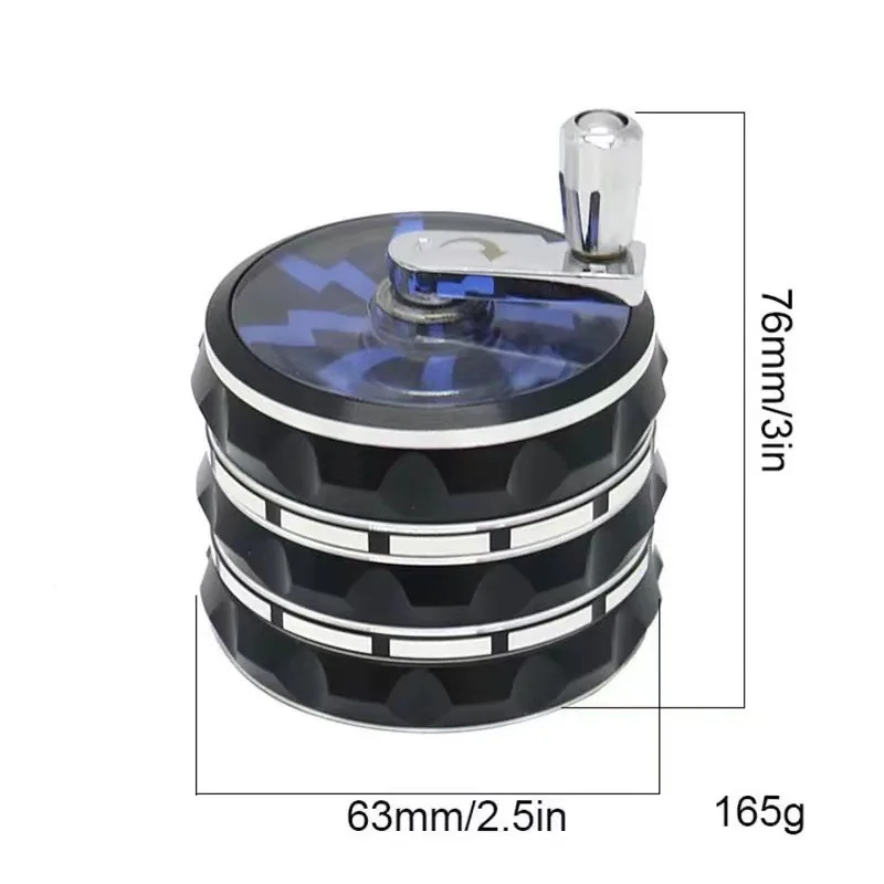 Młynek do papierosów ręczny Flash 63MM czterowarstwowy przezroczysty pokój dzienny młynek do tytoniu ze stopu aluminium prezent na dzień ojca