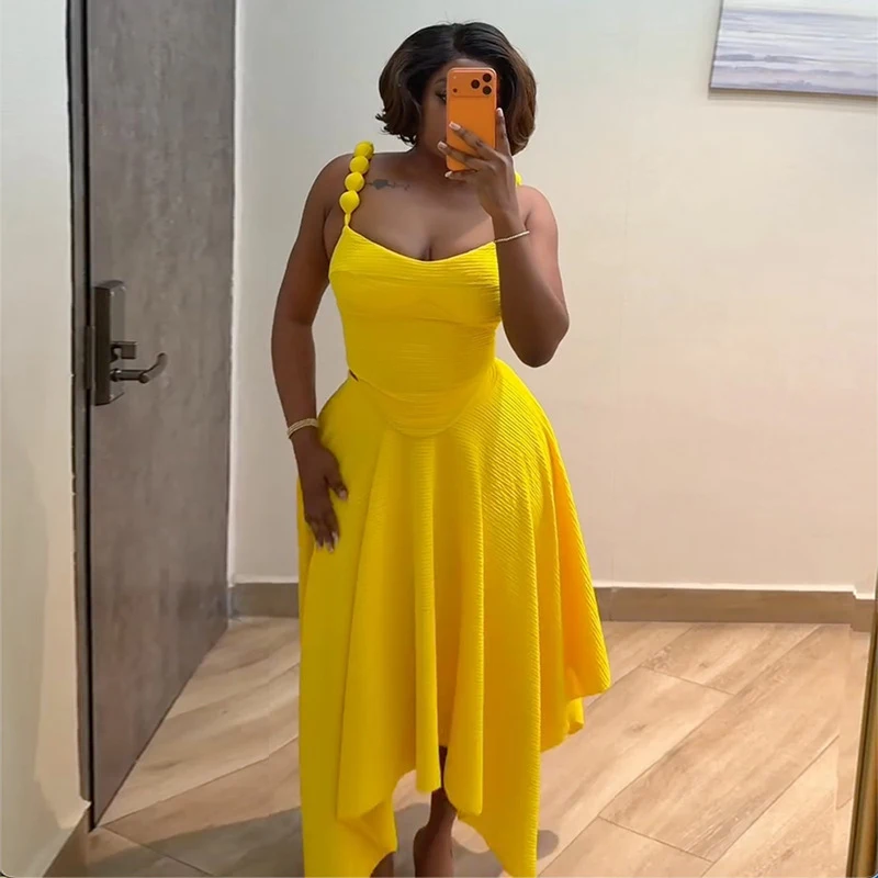 New African Fashion Women 2 Piece Set Strap Lace Up Back Crop Top and Irregular Long Skirt Suit Vacation Outfits