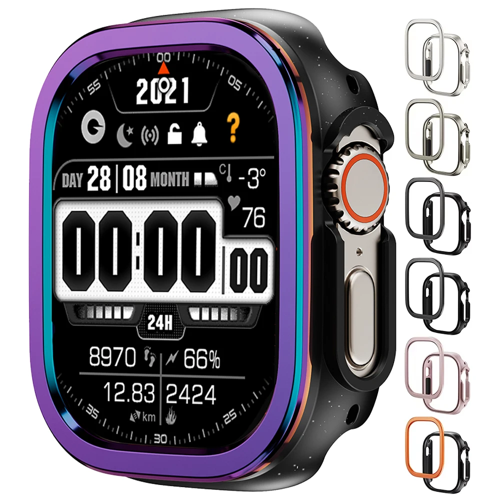 2 in1 سبائك الألومنيوم معدن + حافظة تي بي يو لساعة أبل 49 مللي متر 45 مللي متر 41 مللي متر غطاء حماية معدنية ل Iwatch Ultra 2 Sereis 9 8 7