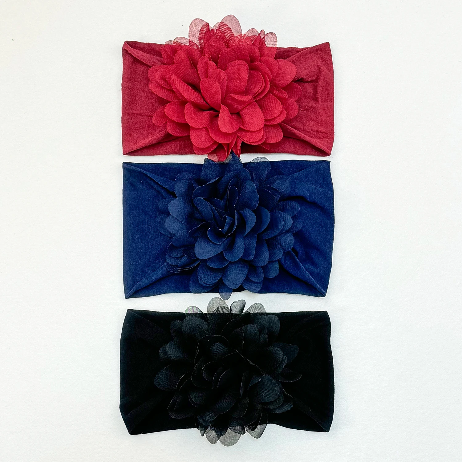 3PCS Chiffon Flower Headbands Elastic Headbands for Baby Newborn Girl Children Turban Infant Flower Headband Hair Accessories