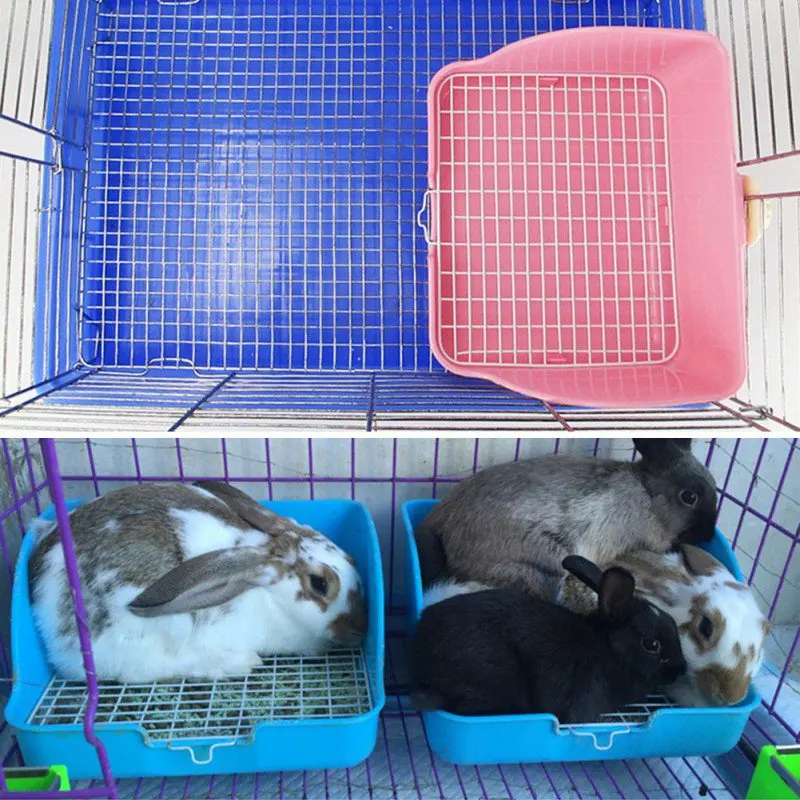 Pet Cat Rabbit Toilet Mesh Square Potty Trainer Rat Hamster Corner Litter Box cleaning Training Tray For Small Animal Pets