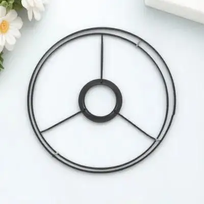 Round Lamp Shade Frame Hardware DIY Light Stand Table Lampshade Bracket Iron Wire Sturdy Easy Installation Compatible