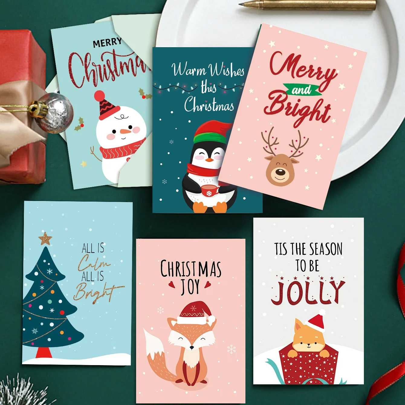5 Stück lustige Weihnachts-Grußkarte mit Umschlägen, DIY-Karte für beste Wünsche, Weihnachtsgeschenk, Neujahrs-Segen, Dankeschön-Postkarte