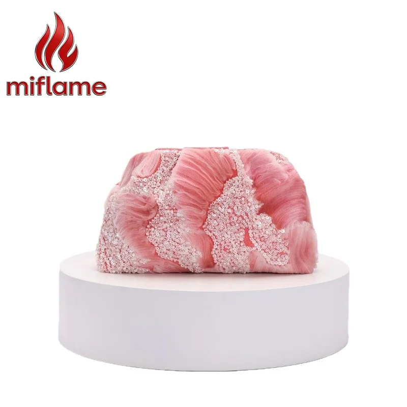 

Miflame Evening Clutch Bag Hand Embellished Wave Ink Painting Art Sequin Beaded Tulle Overlay Luxury Formal Party Wedding Purse
