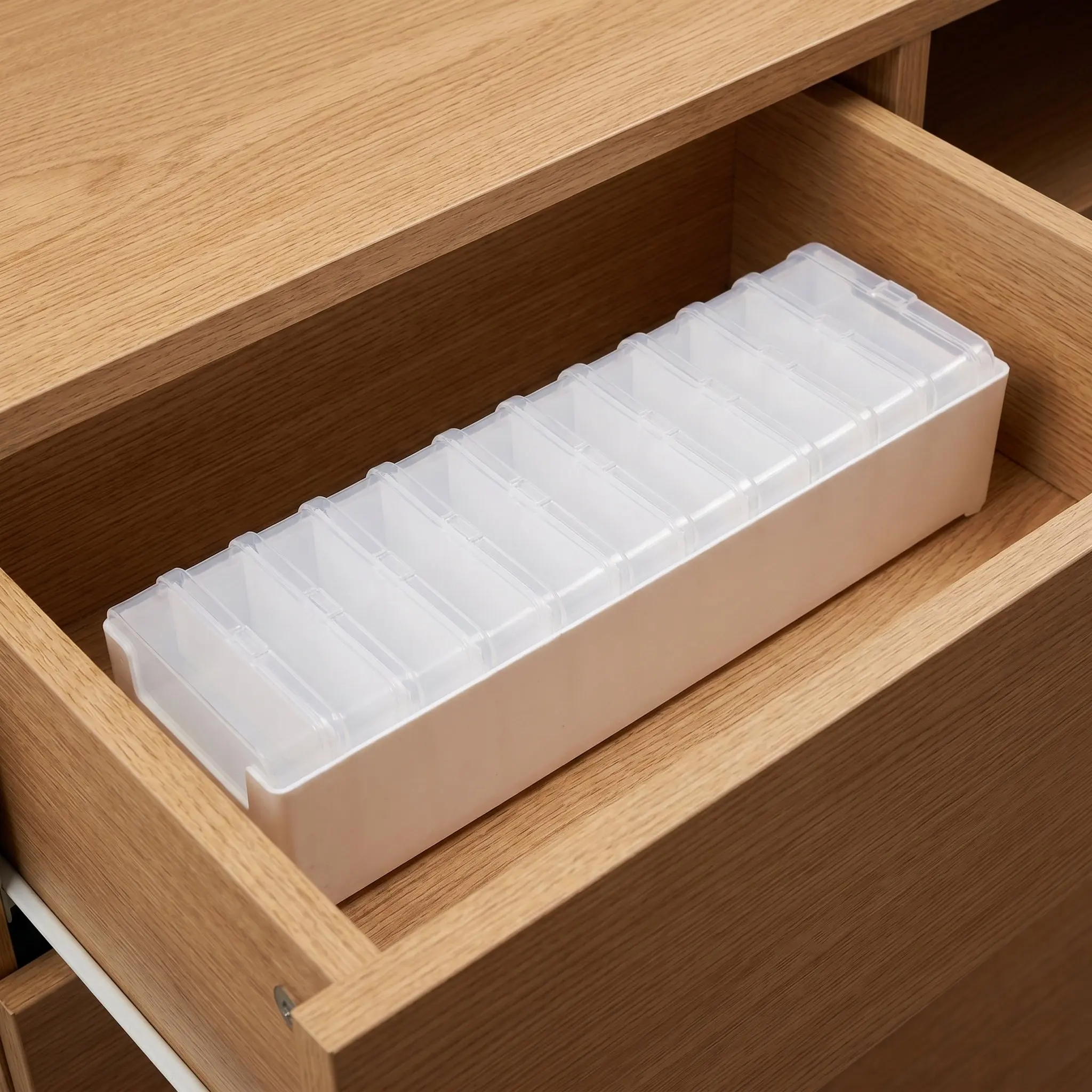 1Set Cable Storage Box Transparent Desktop Cable Organizer with 11 Compartments Dustproof Electronics Case for USB Charging