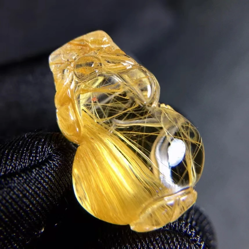 Natural Gold Rutilated Quartz Pendant Pi Xiu Rutilated Quartz Jewelry 22.2*14.5*9.8mm Flower Men Women Brazil AAAAAAA