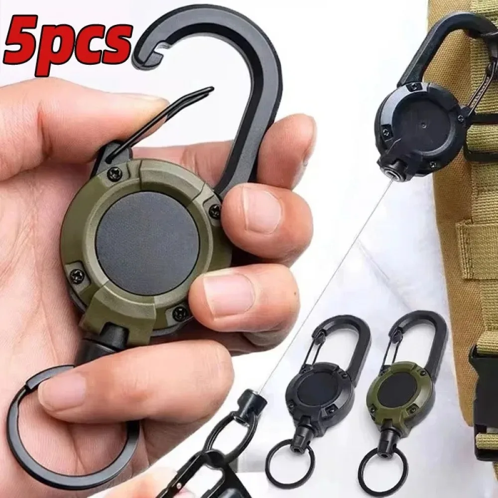 1-10PCS Outdoor Automatic Retractable Wire Rope Reel Retractable Key Chain With Steel Cable Key Ring Retractable Keychain Tool
