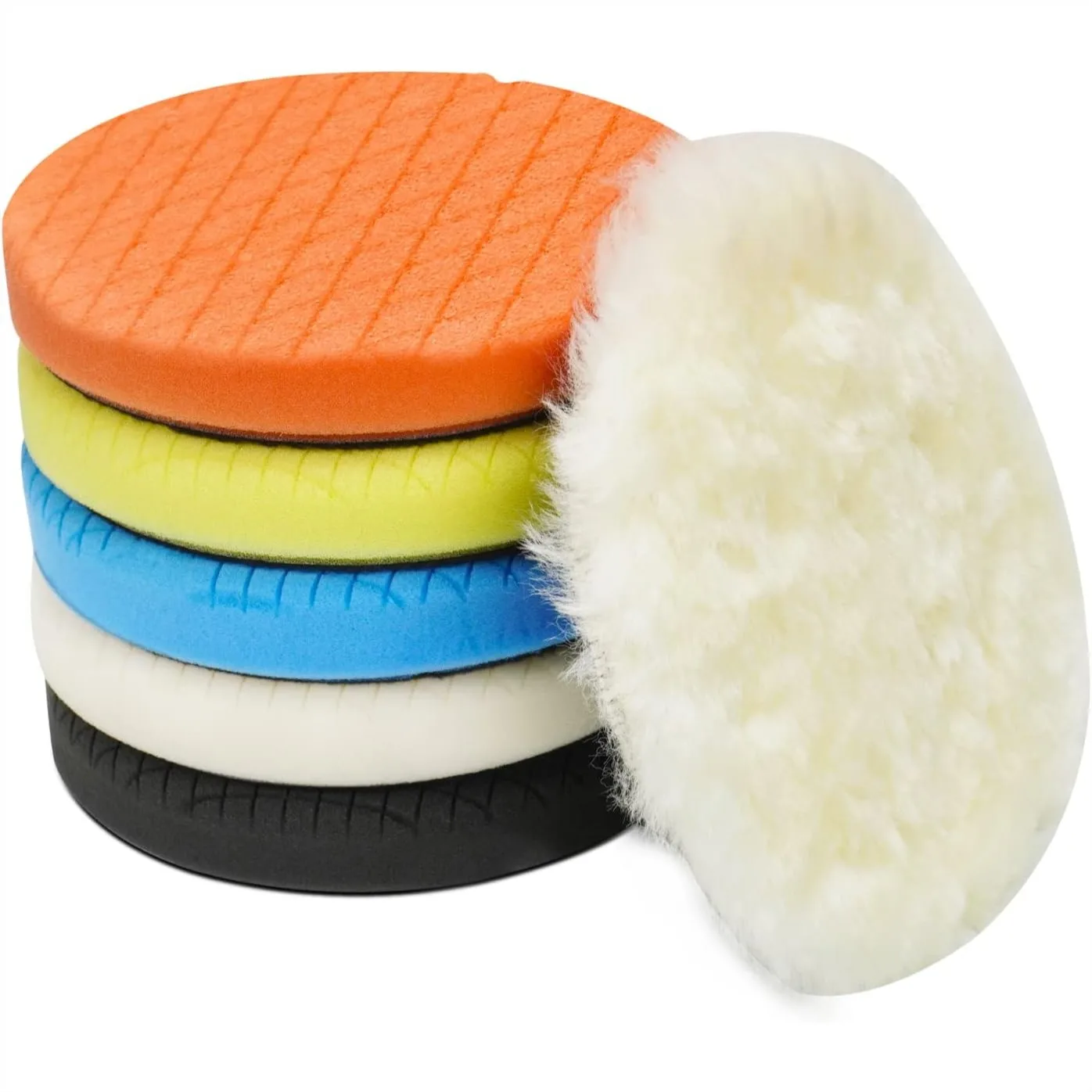

7 Inch Buffing Polishing Pads Kit, 6 Pcs with Autolock Design for Car Buffer Compounding Polish and Wax, Washable Reusable