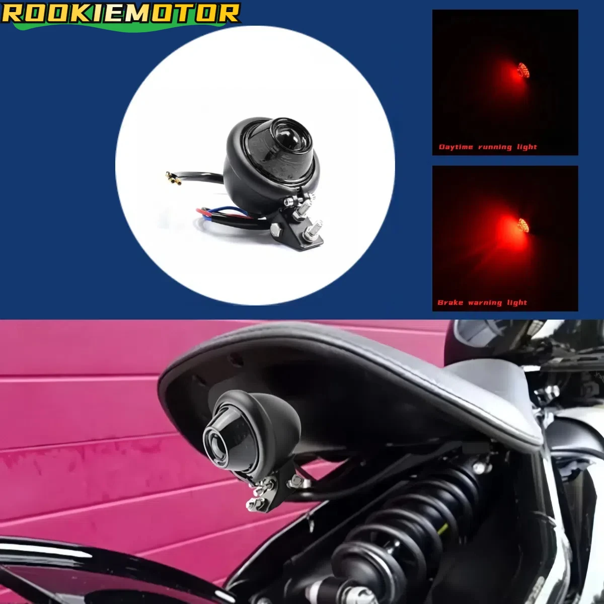 

For Harley Cruise Motorcycle Modified Universal LED Waterproof Brake Signal Taillight Brake Lamp