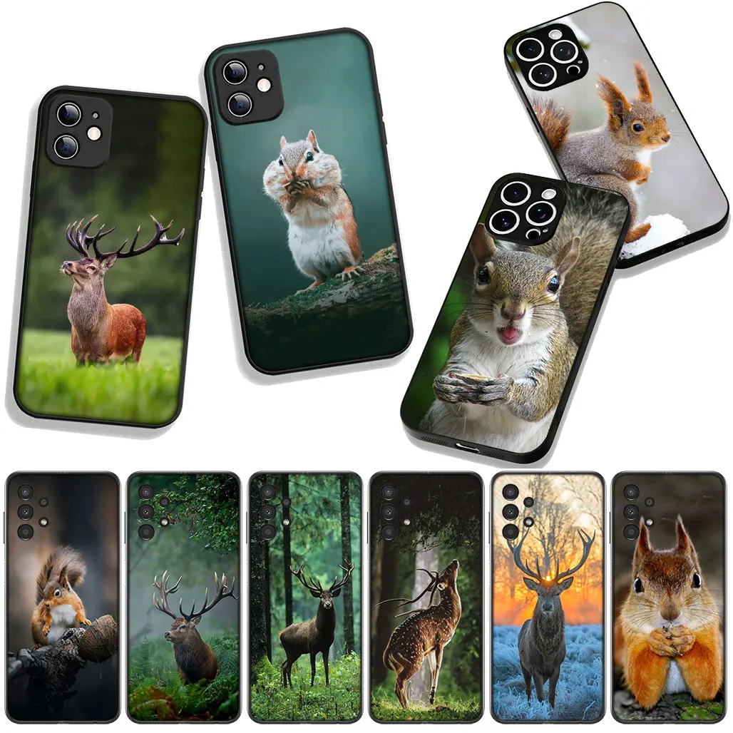 Чехол для телефона Deer Hunting Buck Squirrel для Samsung Galaxy A36 A17 A26 A07 A35 A54 S8 S9 S20 S21 FE S10 Plus A53 A13 A33 A34 Cover