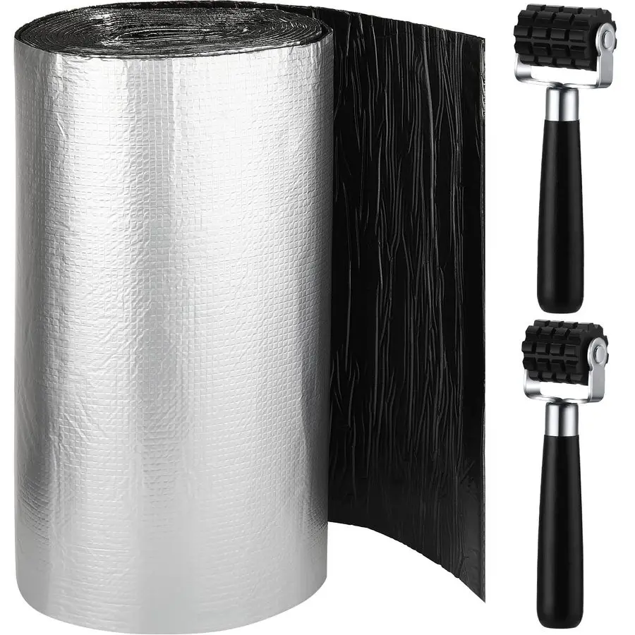 

200 Mils Car Heat Sound Insulation Mat with 2 Rubber Roller Automotive Noise Deadening Mat Auto Heat Shield Sound Deadening Self