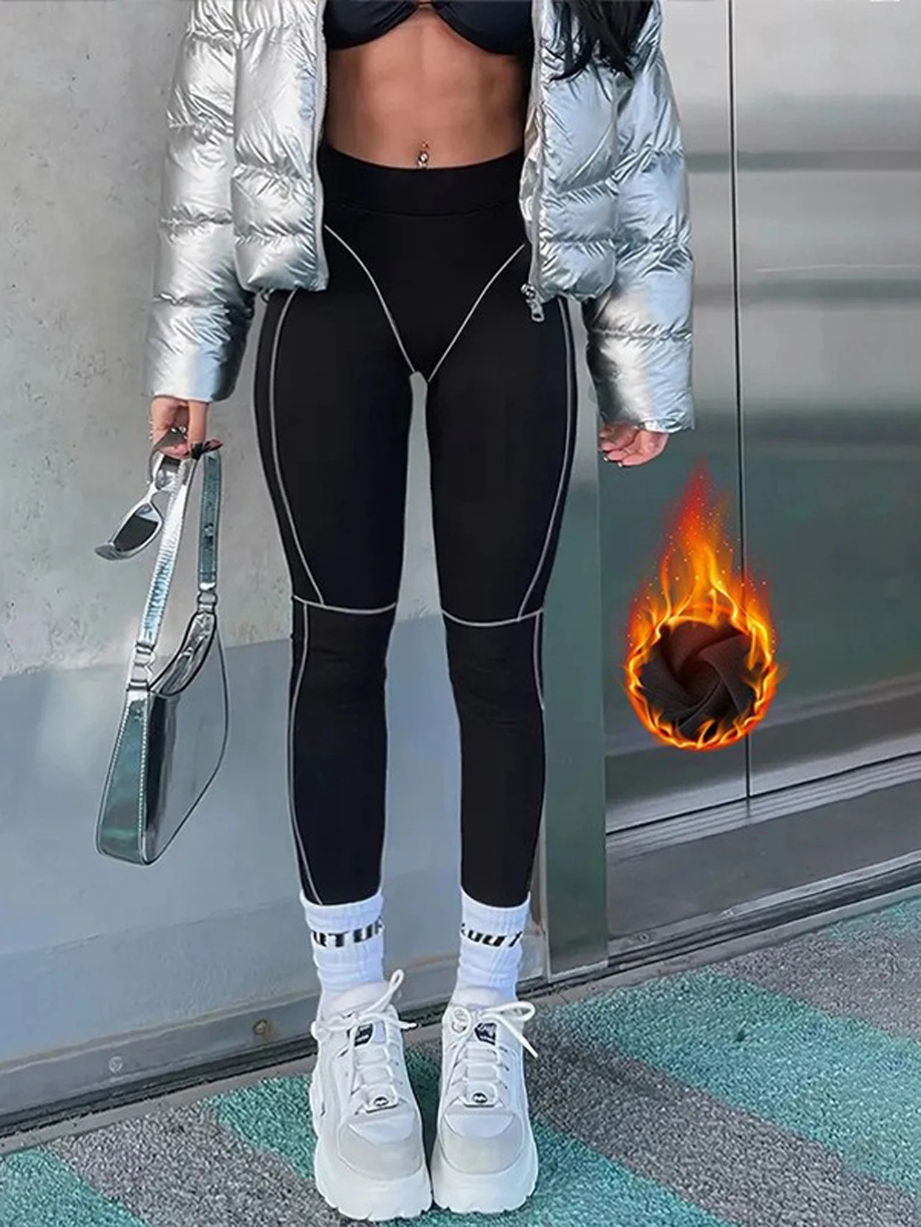 Autumn and Winter Casual Shark Pants Spliced High Waisted yoga Pants Leggings Fashionable Leggings