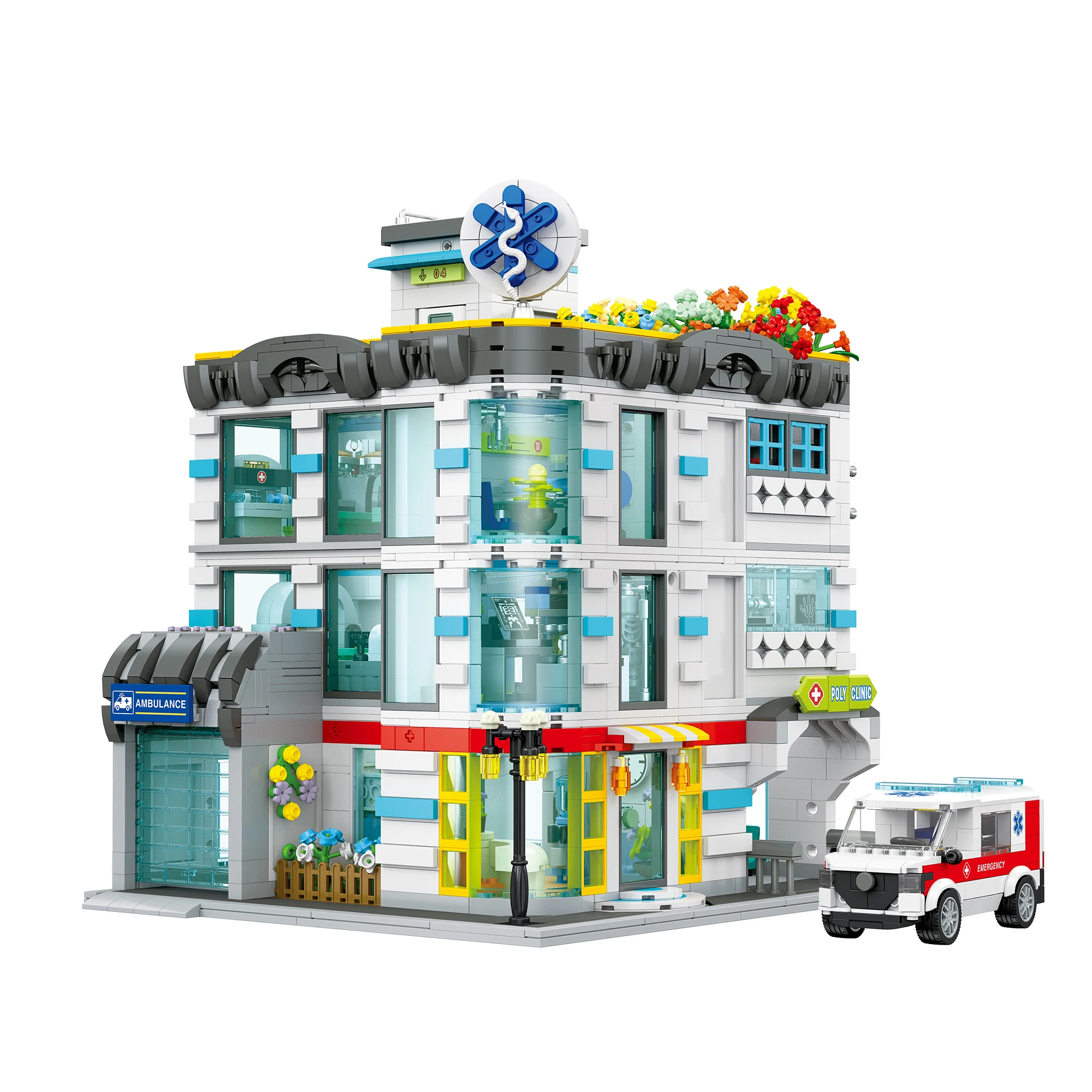 

Набор строительных блоков «Большая городская больница» (2866 деталей) с подсветкой, уличная сцена, настольное украшение, игрушка-конструктор, подарок на день рождения