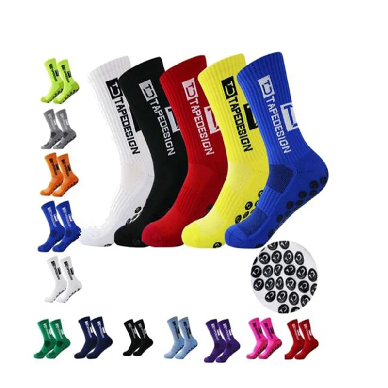 6 Pairs/Lot Anti Slip Tapedesign Football Socks Men's Women Mid Calf Non-Slip Soccer Sport Cycling Male Sports Sock 2025 New