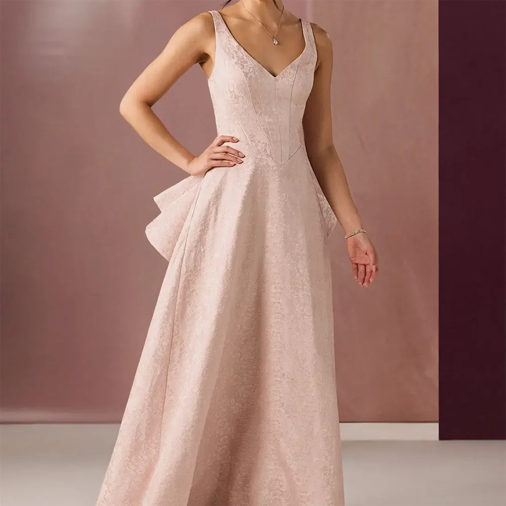 

Elegant V-Neck Satin Sleeveless Pleat Lace Up A-Line Formal Evening Dresses Birthday Party Prom Gowns Customized