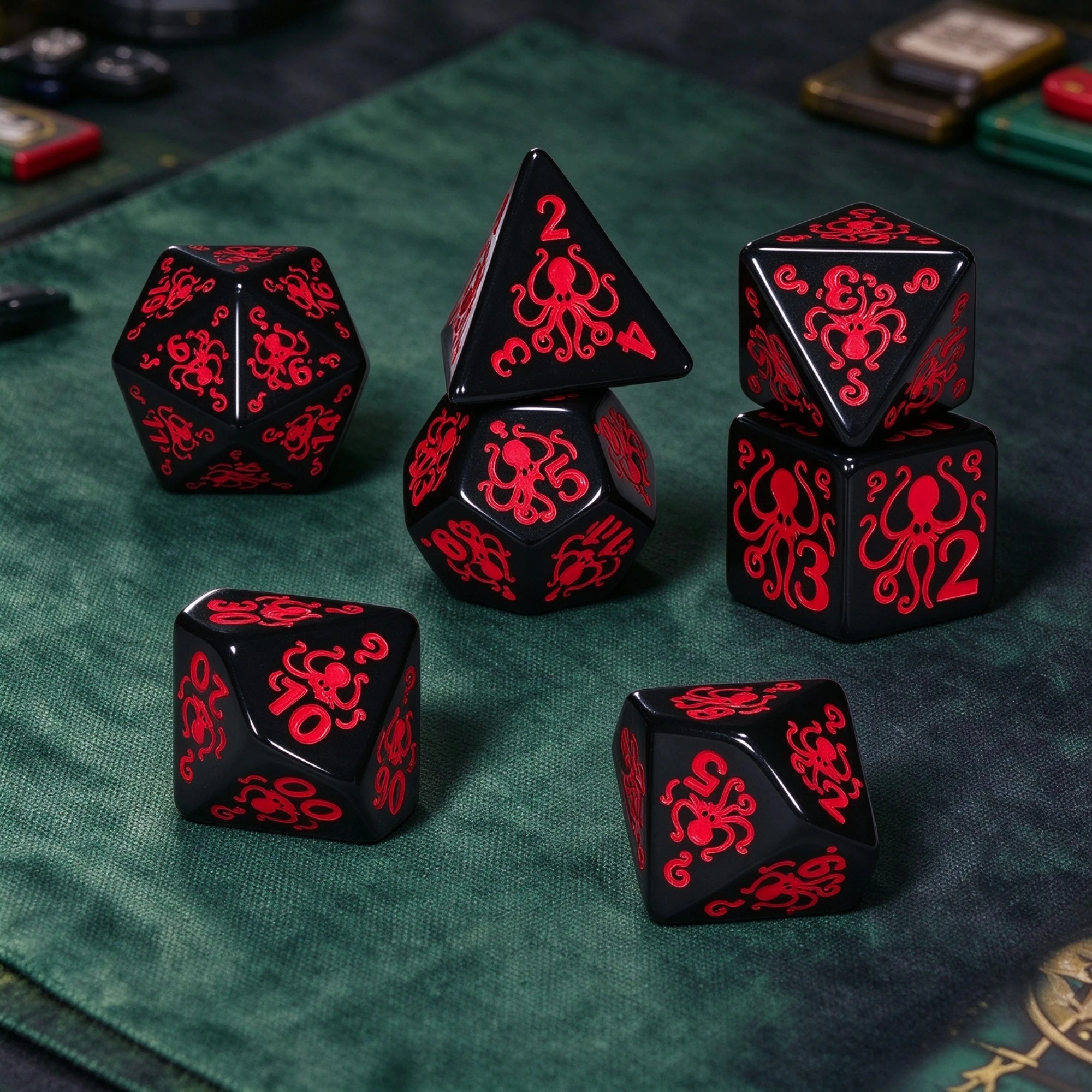 7pcs Polyhedral Dice Octopus Pattern DND Game Dice for RPG Playing Table Game Entertainment Supplies