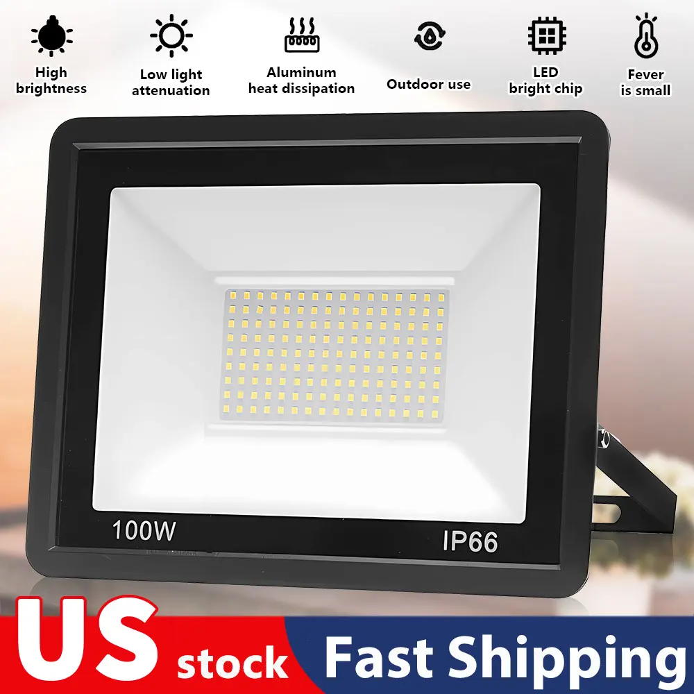 

PIR Floodlight Motion Sensor Spotlight Outdoor LED Wall Lamp White Light 100W IP66 Waterproof LED For Garden