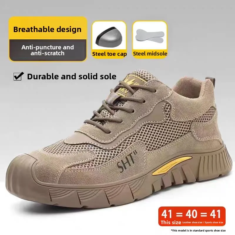 Lightweight Steel Toe Safety Shoes Men's Workwear Breathable Soft Bottom Anti Crush And Piercing Construction Site Shoes
