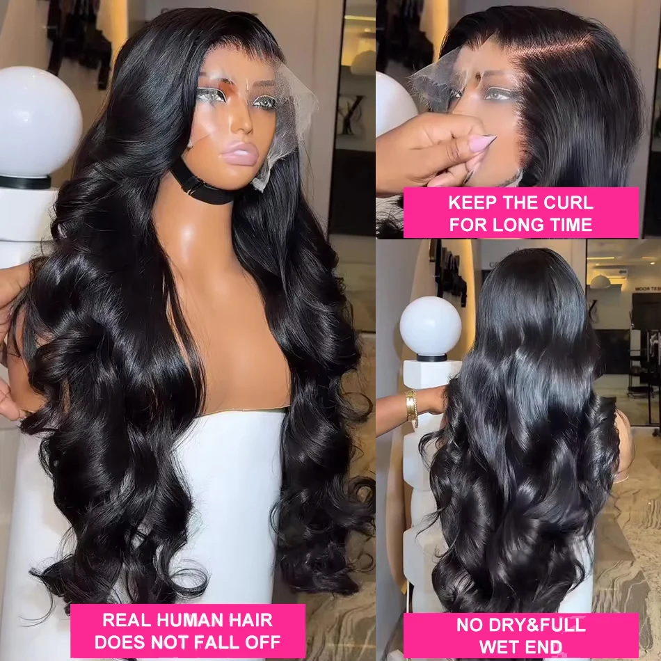 40Inch Body Wave Human Hair Wigs 360 Lace Front Wig Human Hair 13x6 Hd Lace Frontal Wig Ponytail Human Hair Black Wig For Women