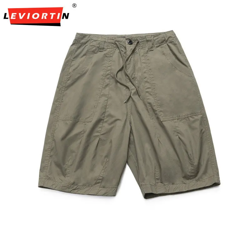 2025 summer men's ready to wear dyed shorts, simple and loose, versatile trendy brand retro casual pocket five quarter pants