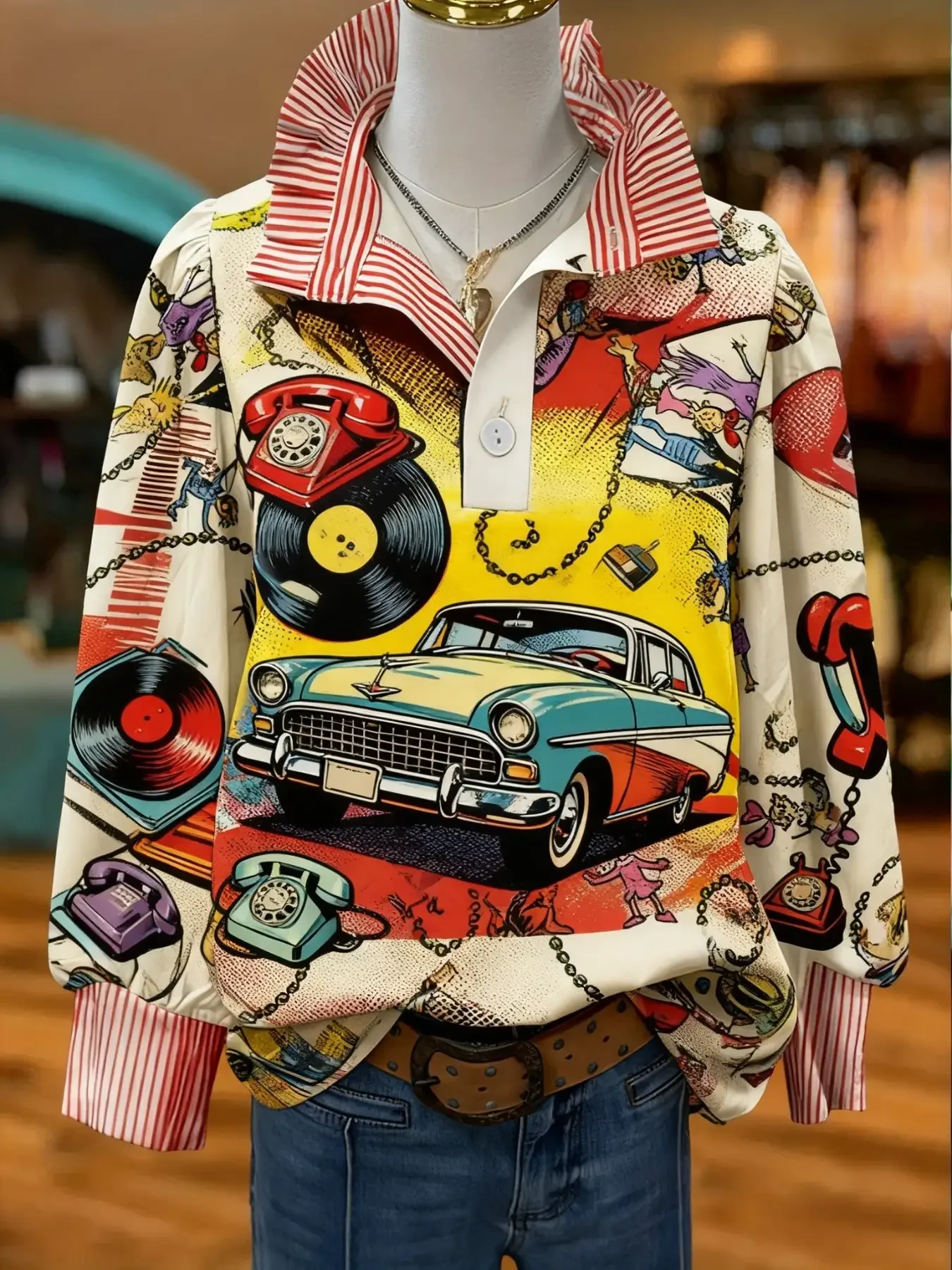 2026 Women's striped casual fashion shirt, A must-have for layering in spring, autumn, and winter seasons