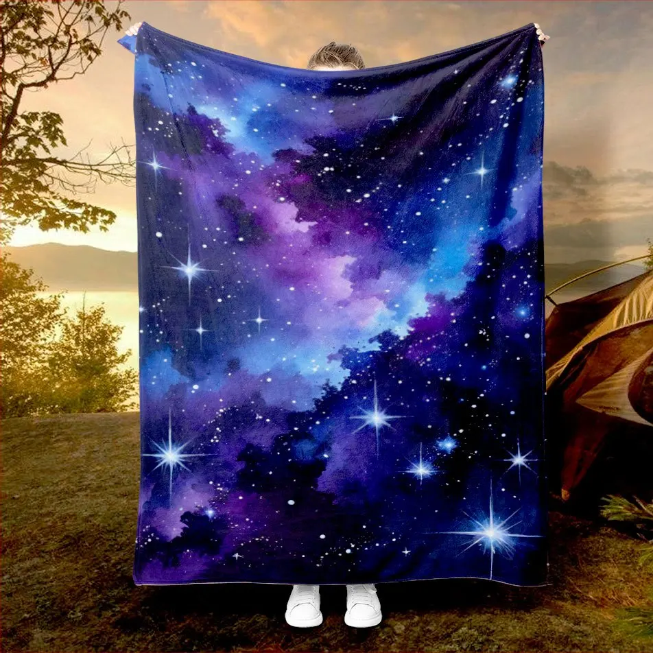 Celestial Night Sky Blanket Reversible Flannel Throw for Stargazers AllSeason Comfort Cosmic Dreams Gift