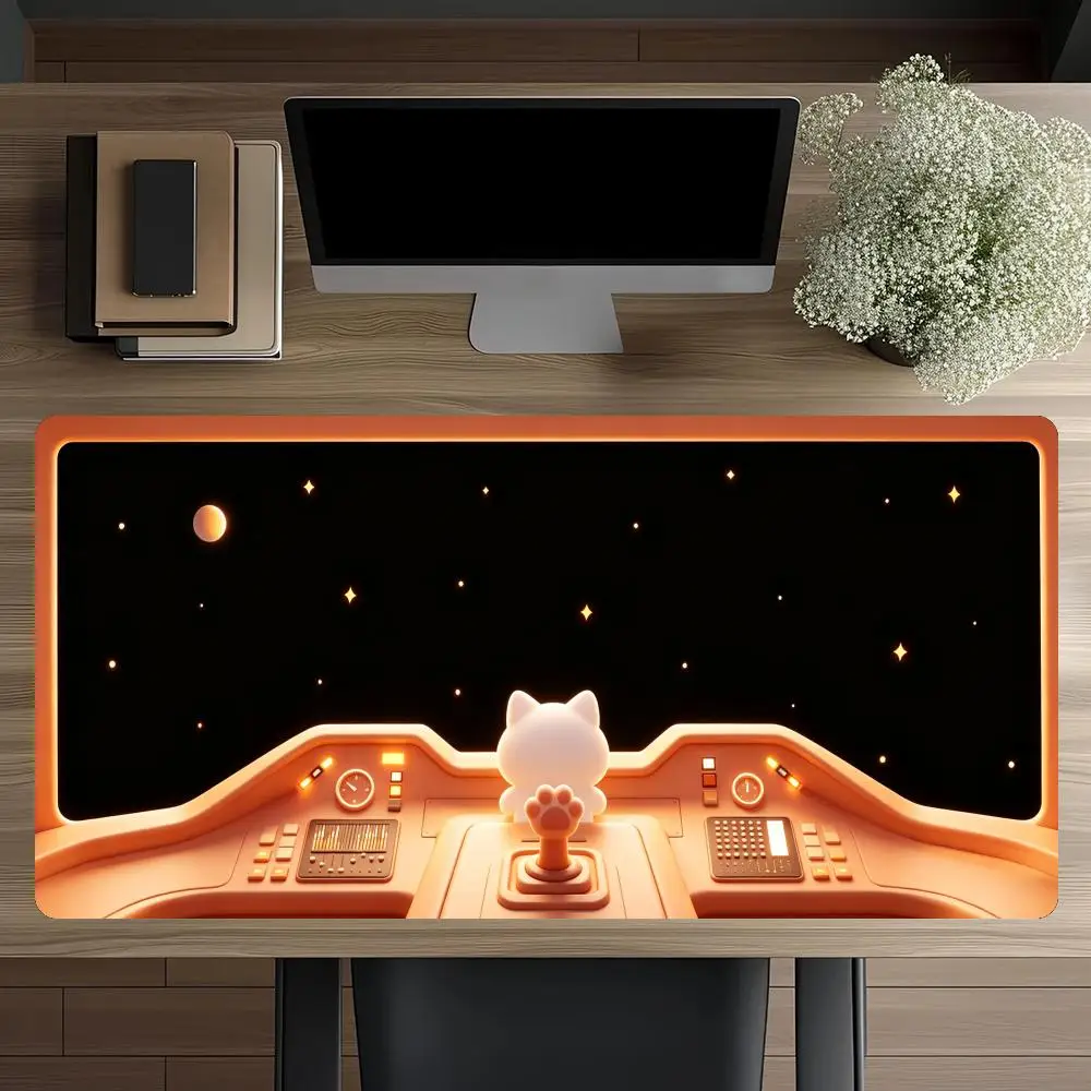 Pink border purple starry rabbit platform Mouse pads sweet dreamy anime space keyboard mat for gaming