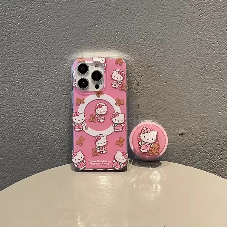 Custodia per telefono per IPhone 17 PRO 17 Air 16 15 14 Pro Max 16 Plus Cover Y2K Rosa Hello Kitty Magsafe Carica wireless Coreano Grip Tok