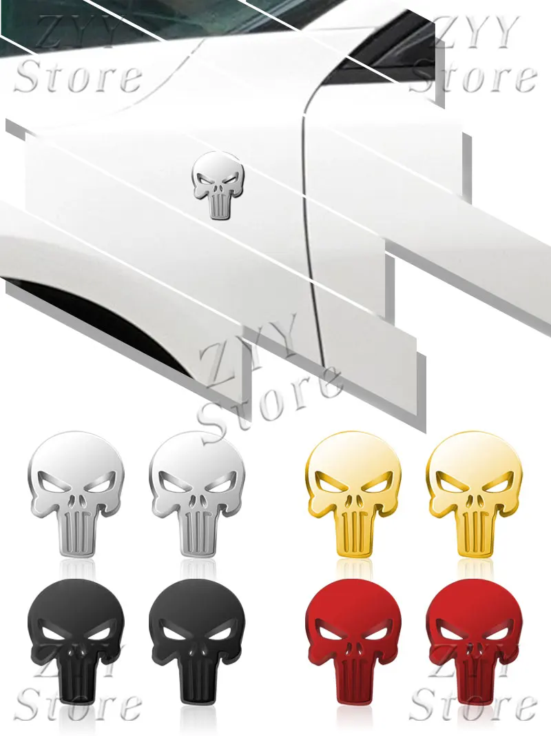 AliExpress 2Pcs Small Skull Emblem Car Styling 3D Metal Body Side Fender Badge Sticker For Auto Motorcycle Truck Bicycle Decals Accessories