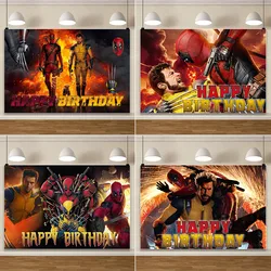 Deadpool and Wolverine Boys Theme Birthday Party Decoration Movie Backdrop Supplies Kid Cartoon Banner Baby Shower Photo Props