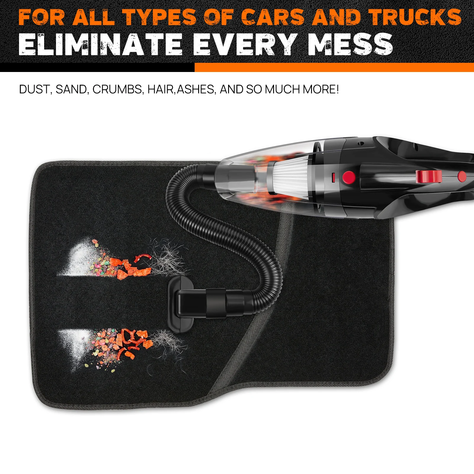 مكنسة كهربائية لاسلكية محمولة 3 في 1 للمرتبة المنزلية، شفط قوي لتنظيف شعر الحيوانات الأليفة في السيارة، قابلة لإعادة الشحن مع ضوء LED