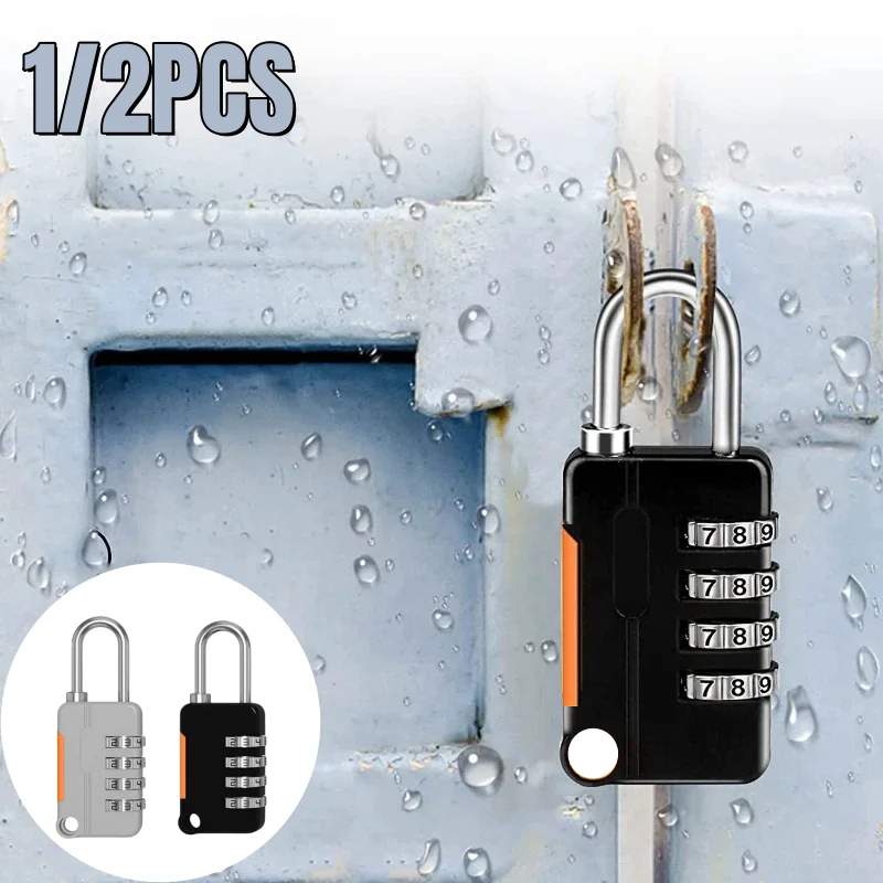 4 Digit Combination Padlock Padlock Outdoor Waterproof Lock Suitcase Luggage Hardware Accessories Security Code Lock 1/2 PCS