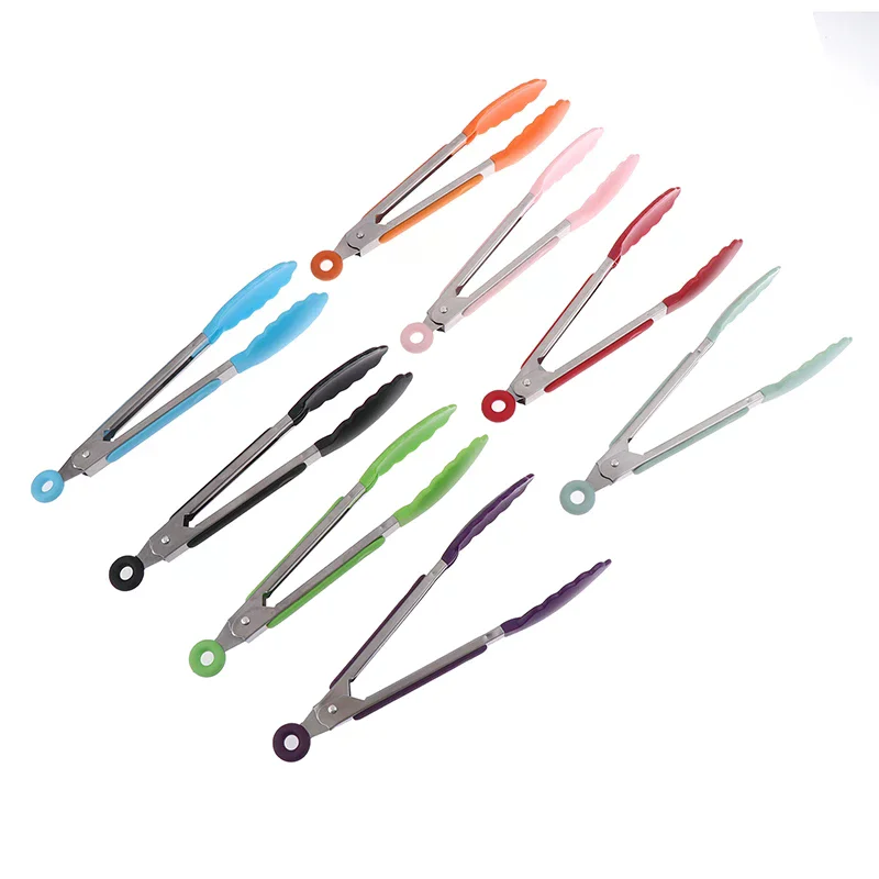 7inch Stainless Steel Food Clip BBQ Grill Steak Food Clip Non-slip Handle Bread Tong Party Kitchen Cooking Accessories