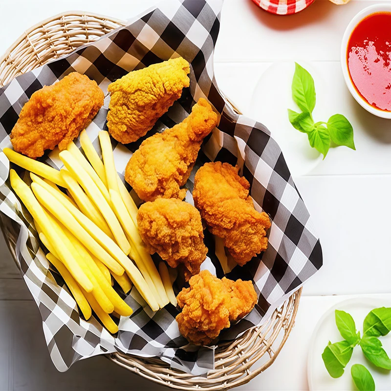 100 pezzi di carta vibrante a quadretti resistente al grasso, fogli di carta per gastronomia, panini, hamburger, carta da regalo per alimenti fritti, per feste, festival