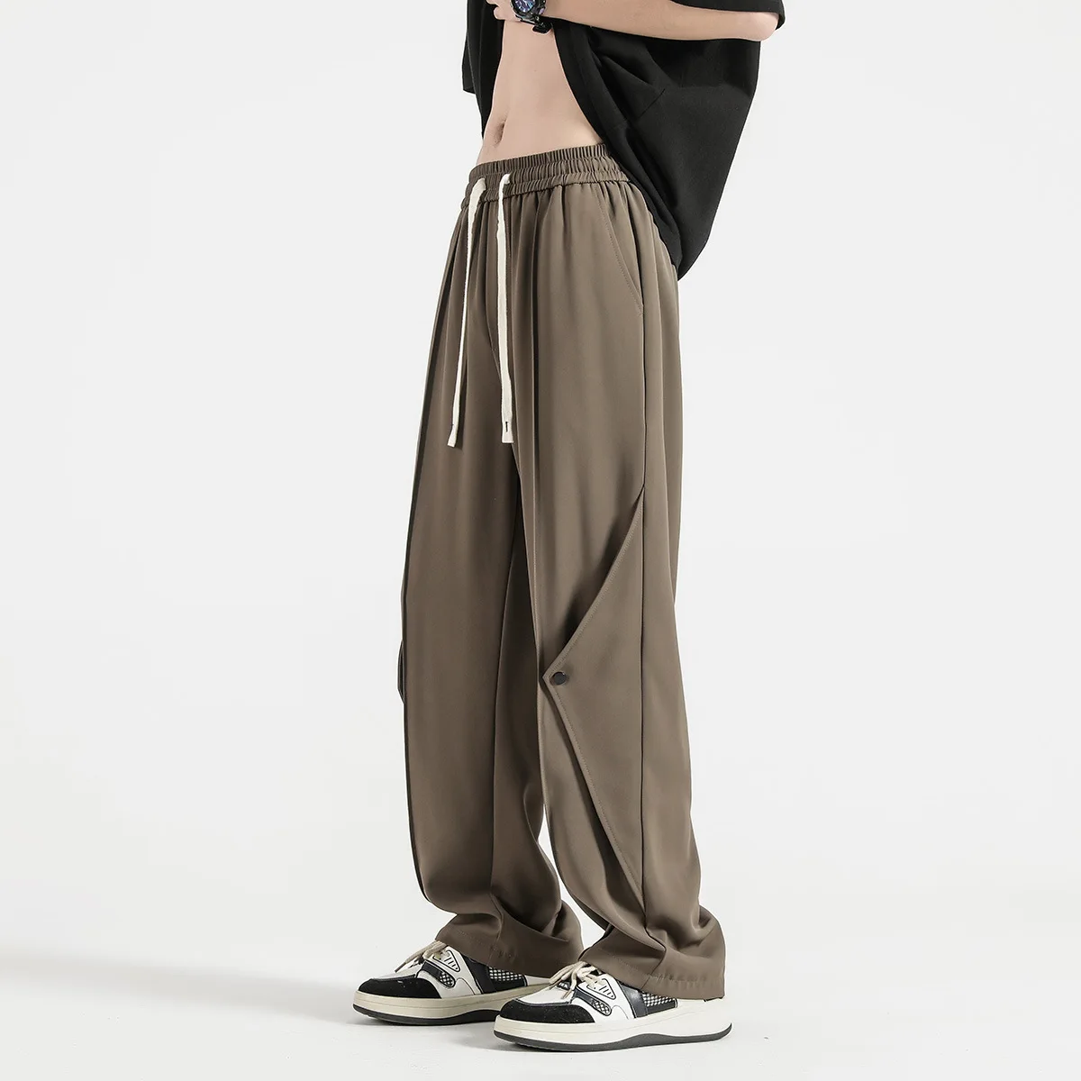 2026 Summer Men's Thin Drape Wide-leg Casual Pants Trend Loose Straight Casual Sports Trousers