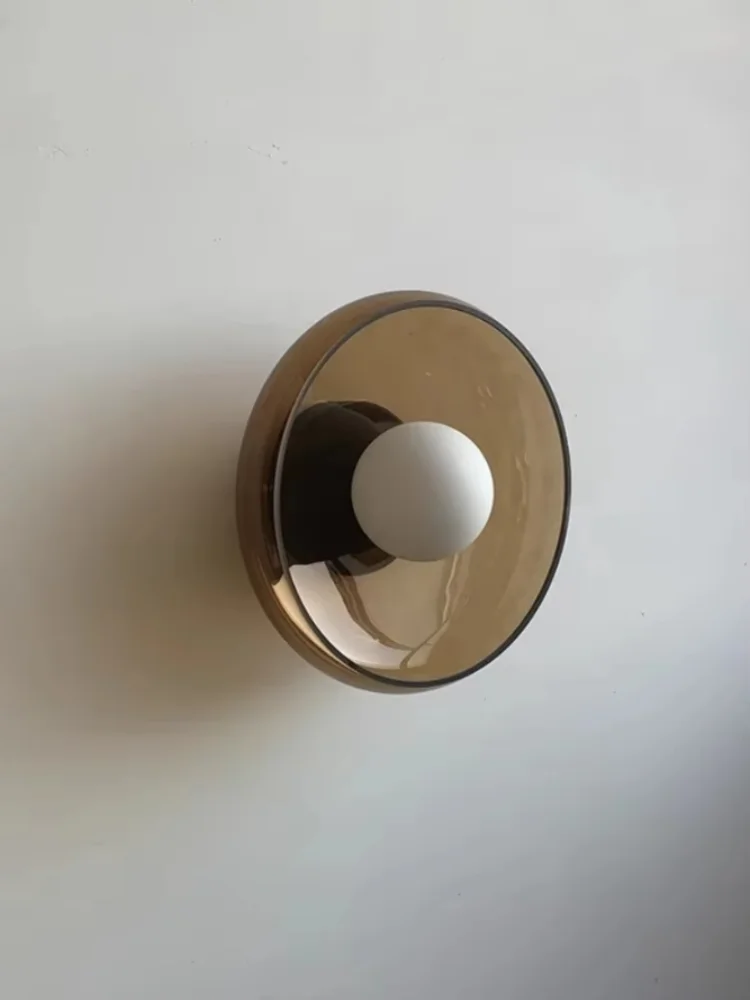 French LED E27 Glass Wall Light Modern Tea Shop Staircase Bedroom Bedside Background Wall Light