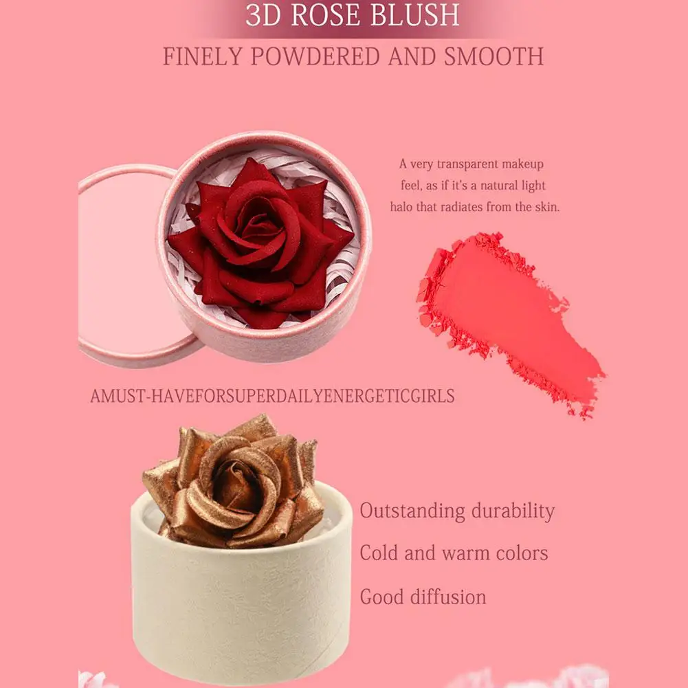5-color Three-dimensional Rose Powder Blusher High Gloss Pearl Powder Blusher Eye Shadow Is Suitable For Daily Makeup