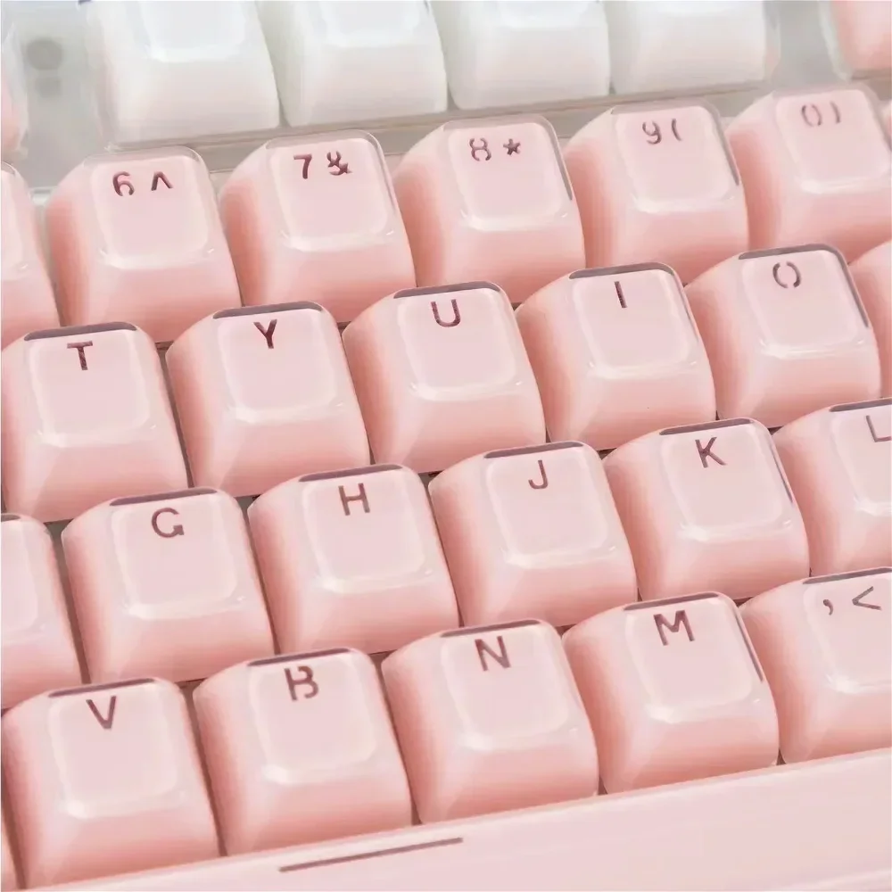 Crystal Jelly OEM Keycaps DIY 104 Keys Transparent Cute Pink for 60/80/87/98/104/108 Mechanical Keyboards