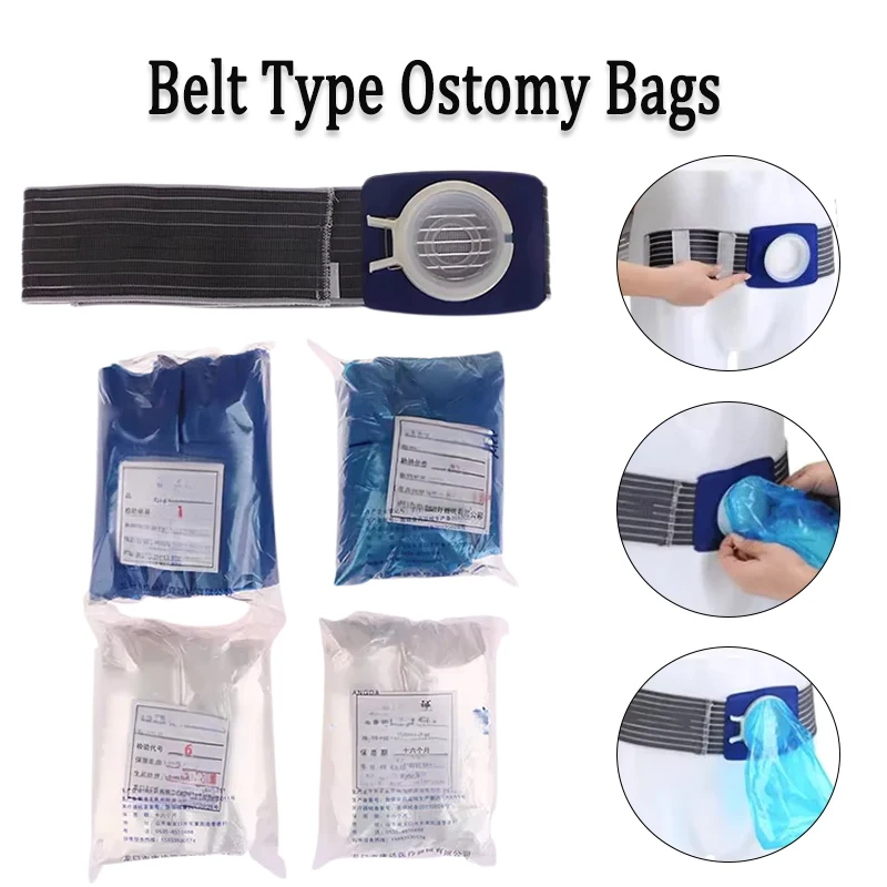 Ostomy Bag Care Colorectal Diversion Cancer Ostomy Artificial Stoma Anal Cover for Stool Disposable Transparent & Blue Bag