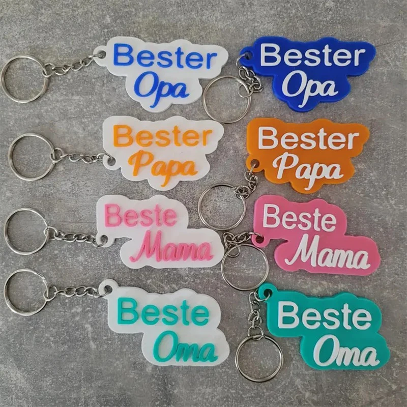 

Acrylic Custom Two Lines your Name Text 2 Fonts Keychain 3D Nameplate Personalized Keyring for Best Friends Blessing Words Gift