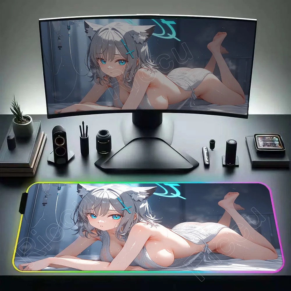 

RGB аниме настольный коврик HD Game Blue Archive Сексуальный коврик для мыши Sunaookami Shiroko Нескользящий резиновый коврик для мыши 900 × 400 мм игровой коврик для ноутбука