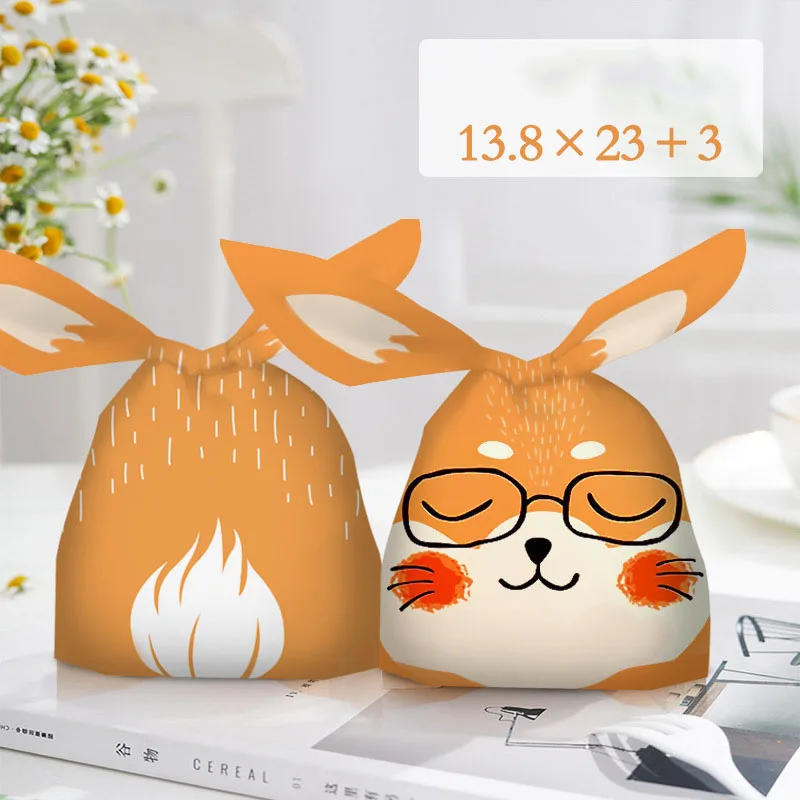 AQ 2022 Cute Quiet Orange Eyes Closed Bunny Wear Glasses Cartoon Baby Birthday Party Gift DIY Long Rabbit Ear Packaging Bag