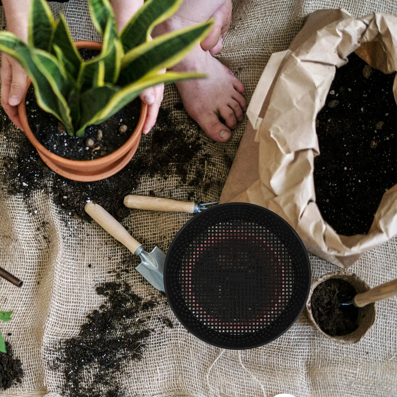 

Round Soil Sifter Plastic Gardening Tool Garden Sieve Pan Rock Sifterfor Sifting Mini Gravel Soil Sand Compost Soil Stone Meshs