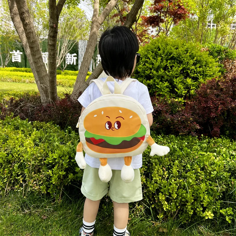 

Creative hamburger backpack large-capacity cartoon children's backpack kindergarten men and women go to school small school bag