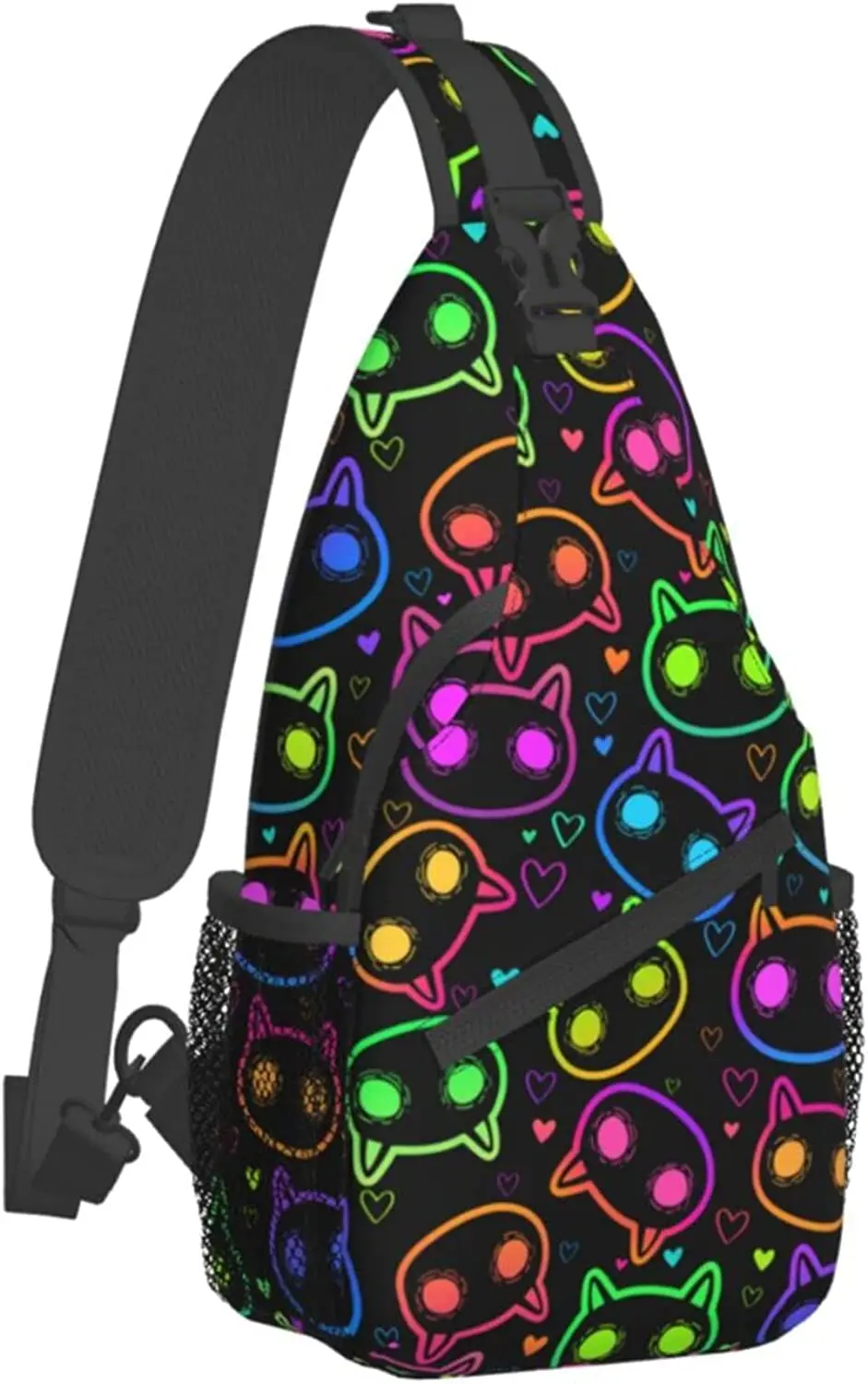 

Neon Cats Sling Bag Women Men Crossbody Backpack Shoulder Bag Unisex for Travel Casual Hiking with Adjustable Shoulder Strap