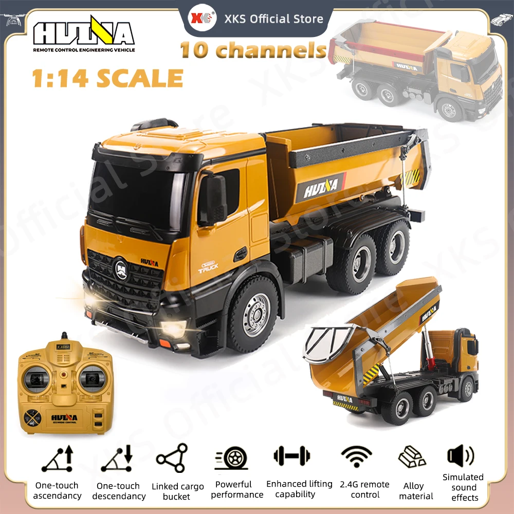 HuiNa 1573 1/14 RC Truck 10 Channel 2.4G Remote Control Loader Truck  Engineering Vehicle RC Toy Gift for Boy